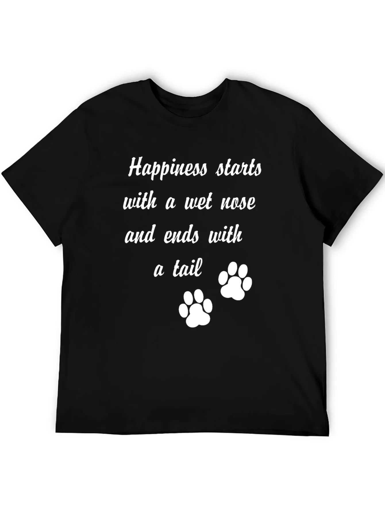 Camiseta Negra: Felicidad y Huellas de Mascota
