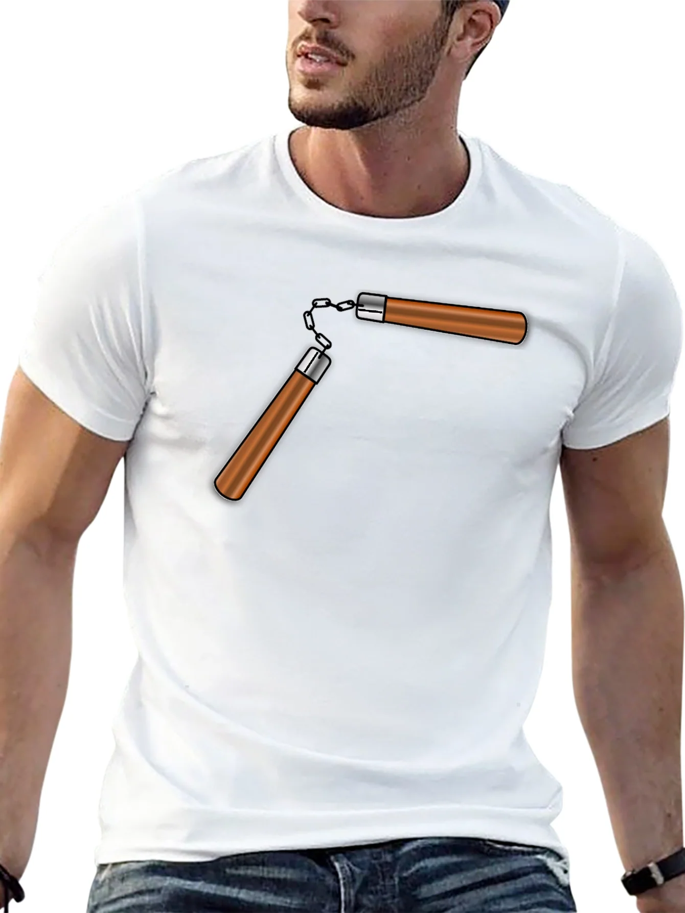 Camiseta Negra con Dise?o Nunchaku