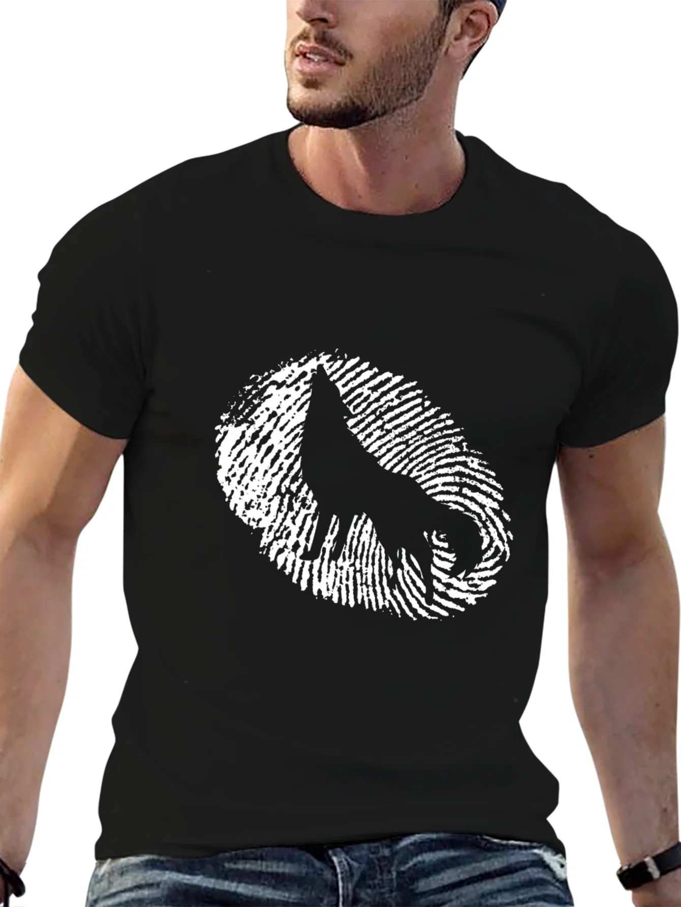 Rebbecca Wolf Fingerprint Graphic Tee - Cool Black T-Shirt