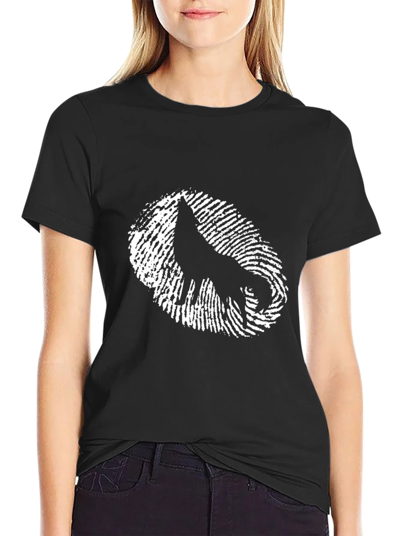 Rebbecca Wolf Fingerprint Graphic Tee - Cool Black T-Shirt