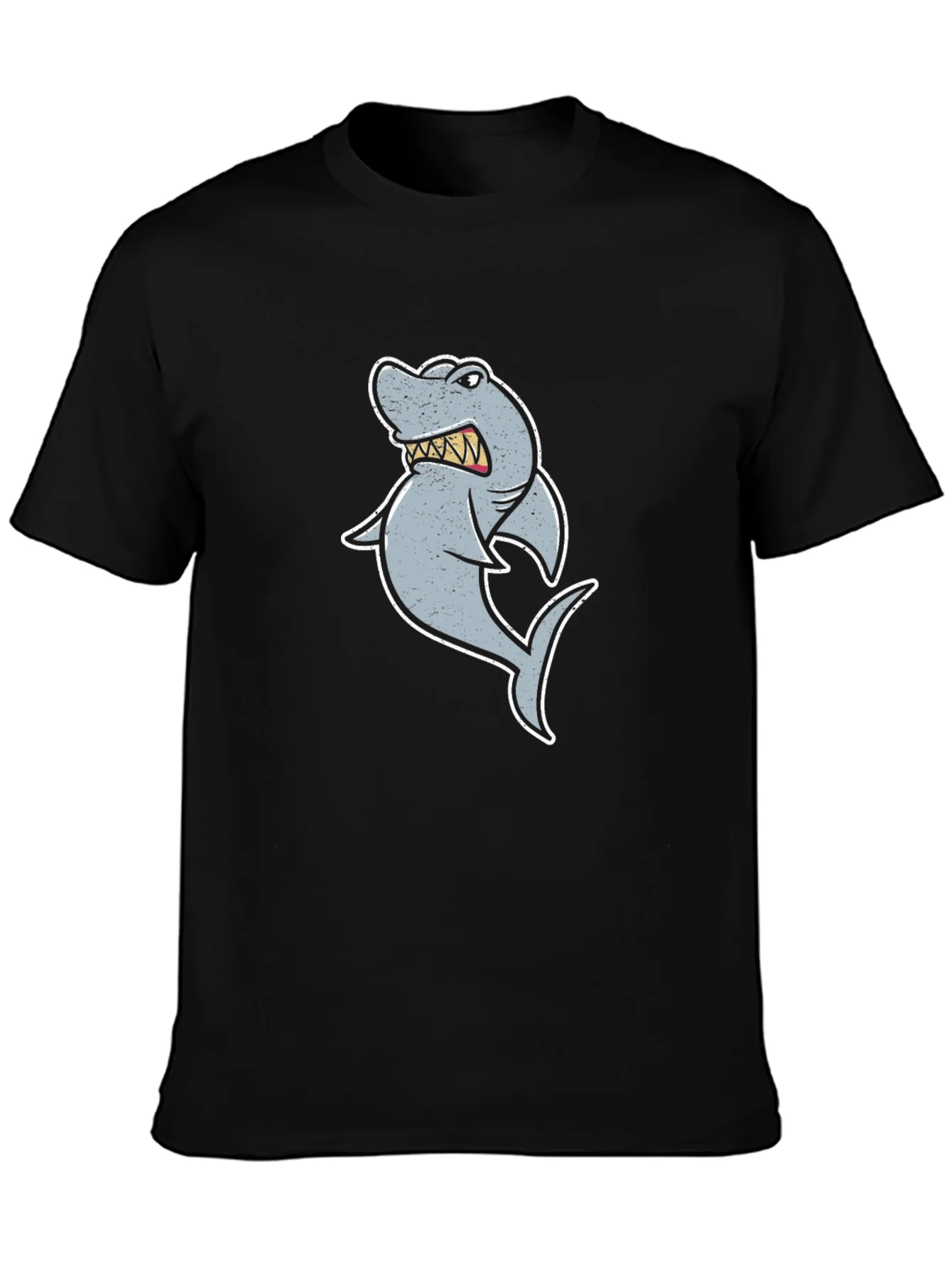 Rebbecca Cartoon Shark Graphic Tee - Black