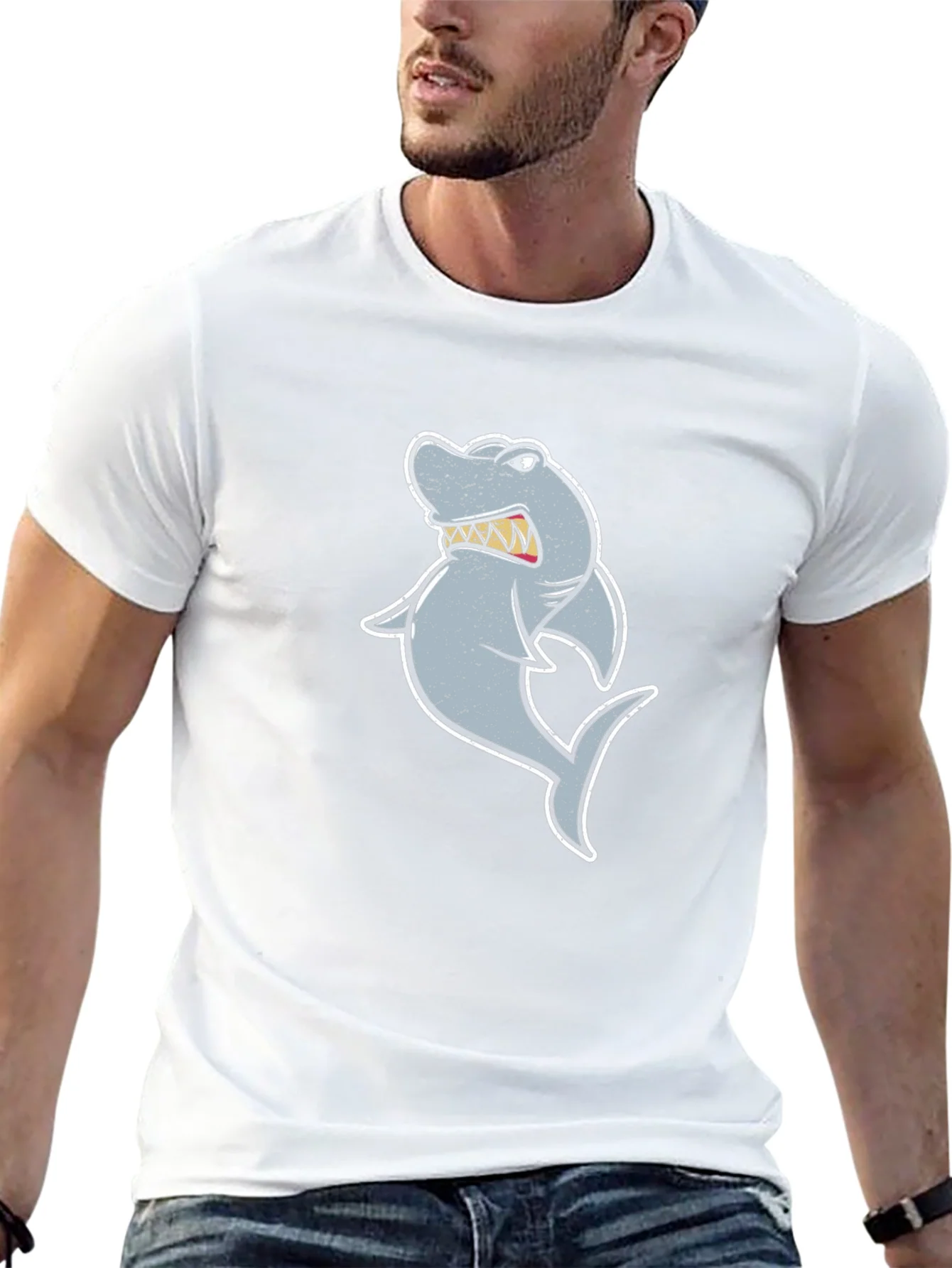 Rebbecca Cartoon Shark Graphic Tee - Black