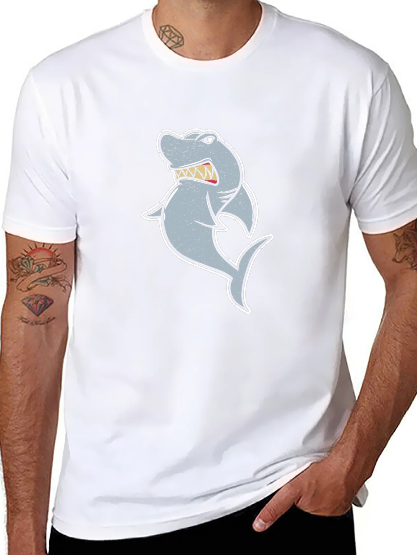 Rebbecca Cartoon Shark Graphic Tee - Black