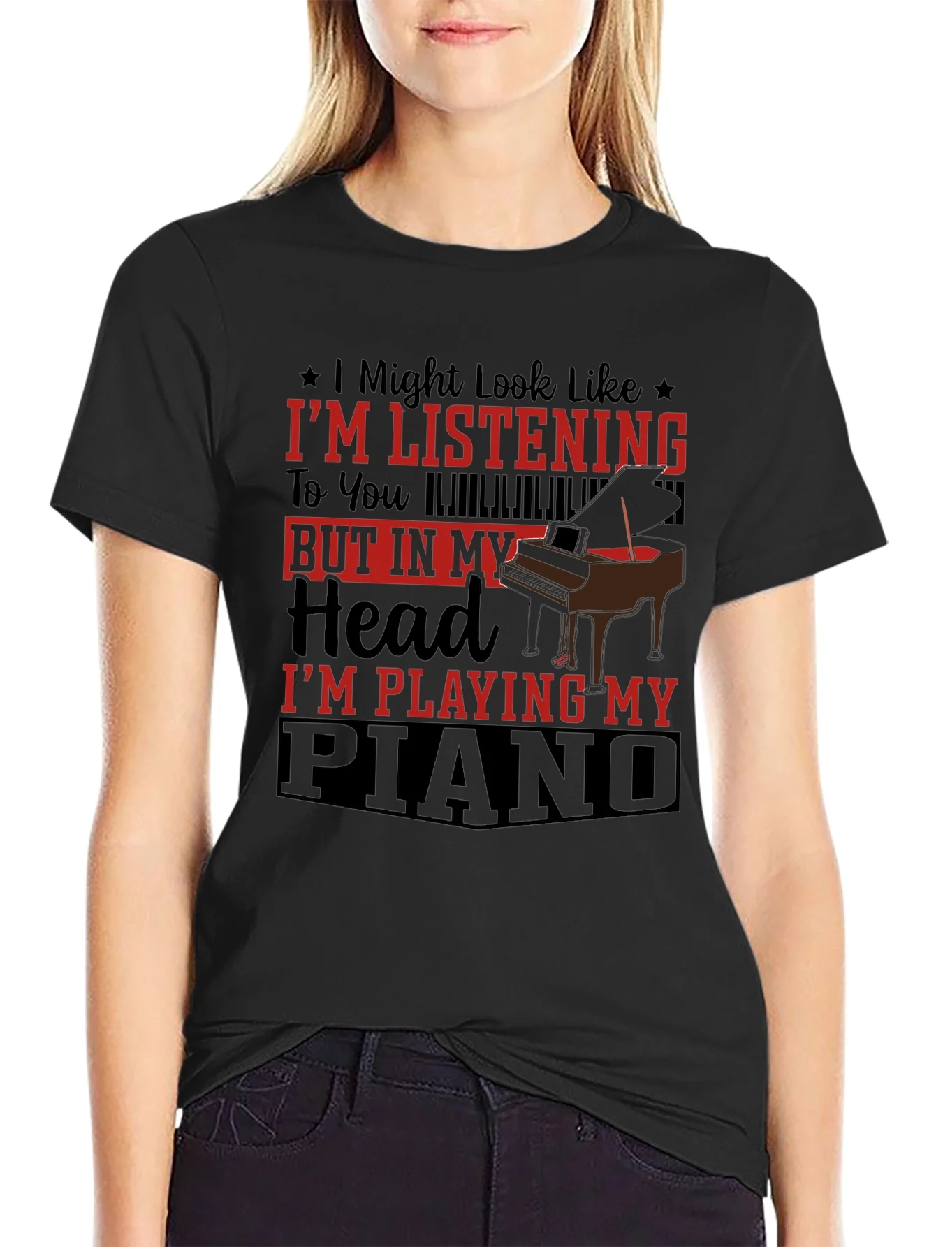Rebbecca Piano Lover Tee: Im Playing My Piano