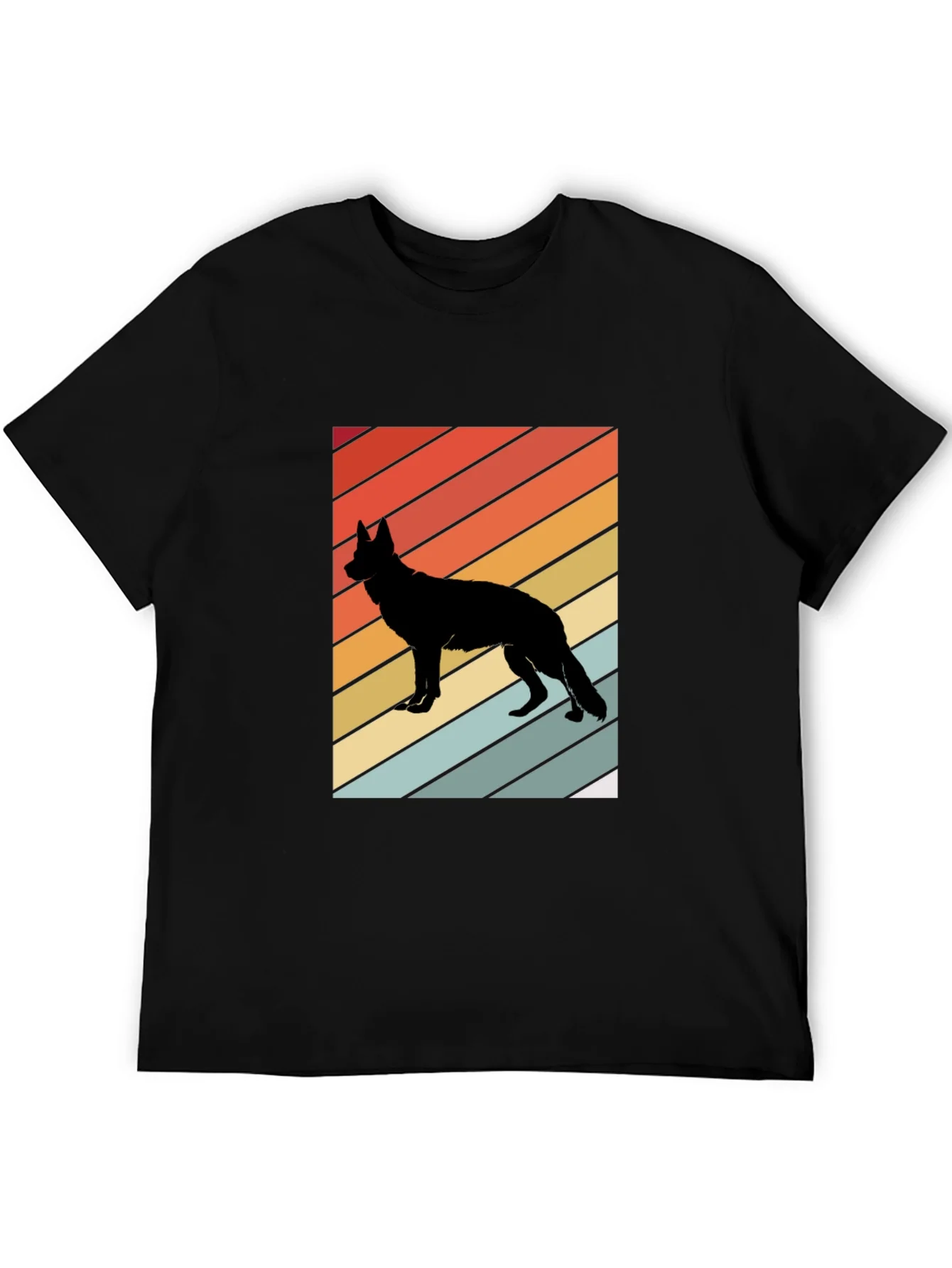 Camiseta Negra con Silueta de Perro Estilo Retro