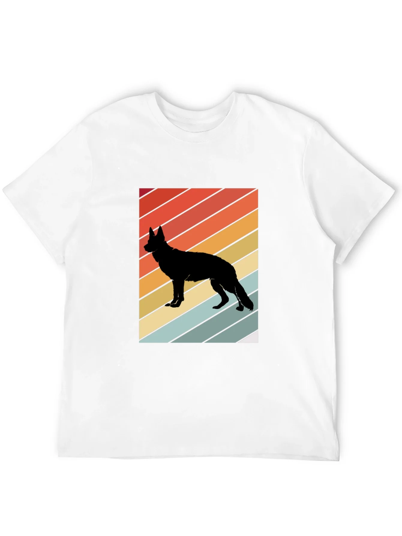 Camiseta Negra con Silueta de Perro Estilo Retro