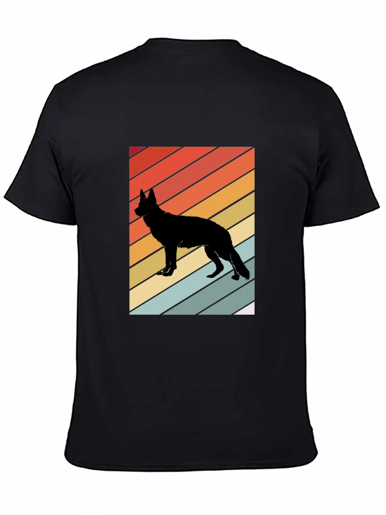 Camiseta Negra con Silueta de Perro Estilo Retro