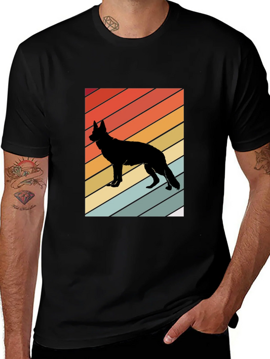 Camiseta Negra con Silueta de Perro Estilo Retro