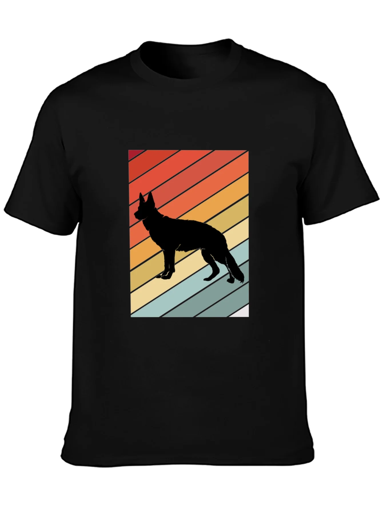 Camiseta Negra con Silueta de Perro Estilo Retro