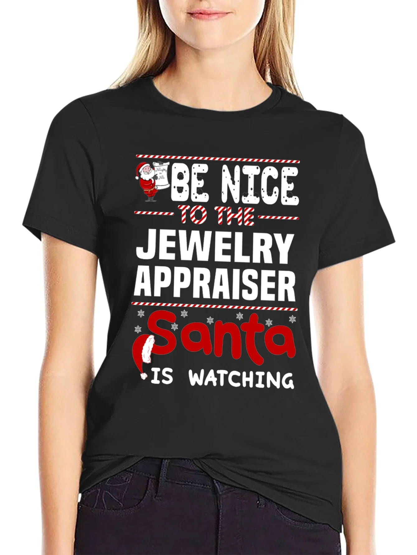 Rebbecca Funny Jewelry Appraiser Santa Christmas T-Shirt