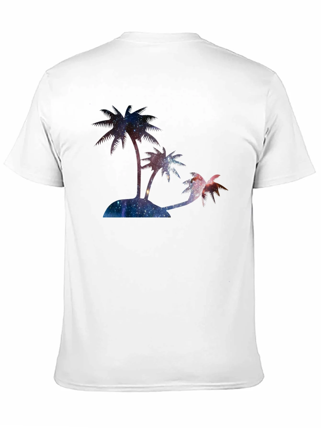 Camiseta Negra con Dise?o de Palmeras C¨®smicas