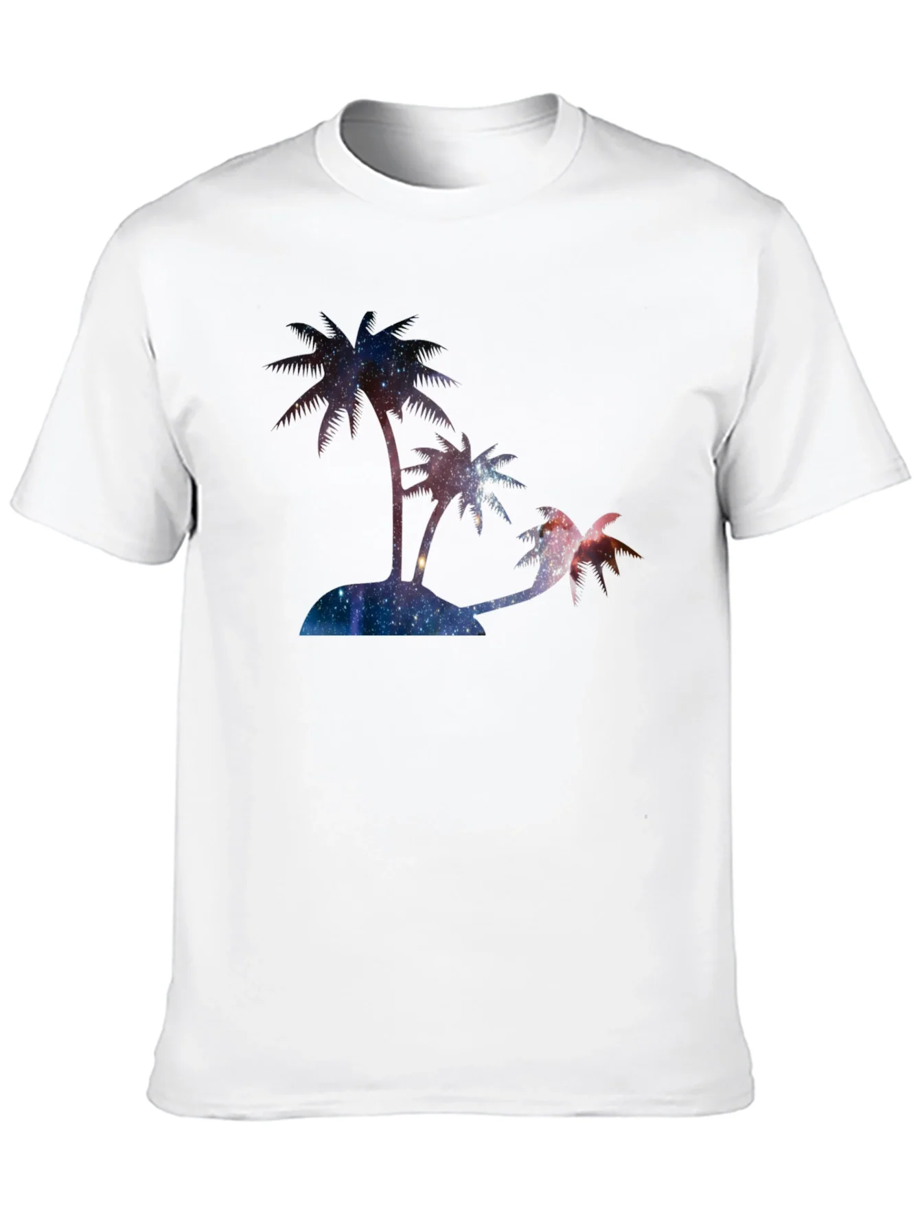 Camiseta Negra con Dise?o de Palmeras C¨®smicas