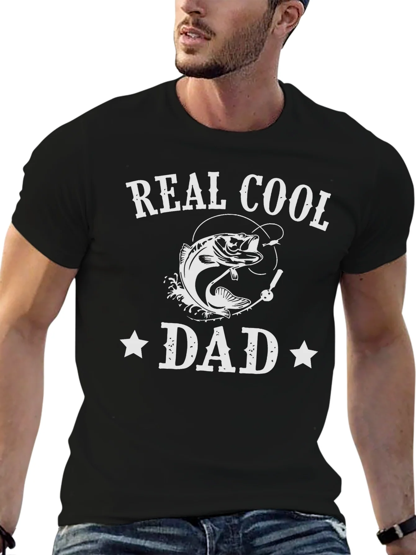 Camiseta Negra Real Cool Dad Pescador