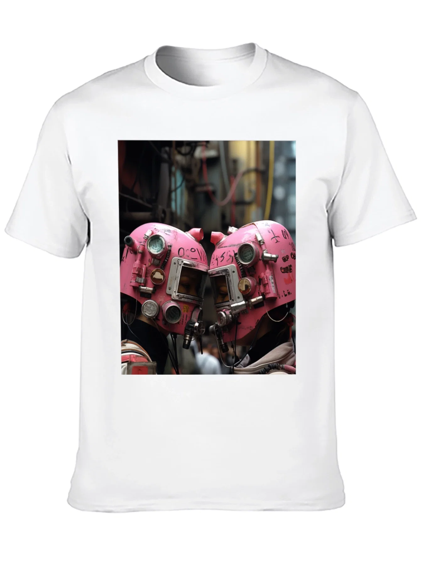 Rebbecca Abstract Pink Helmet Graphic Black Tee