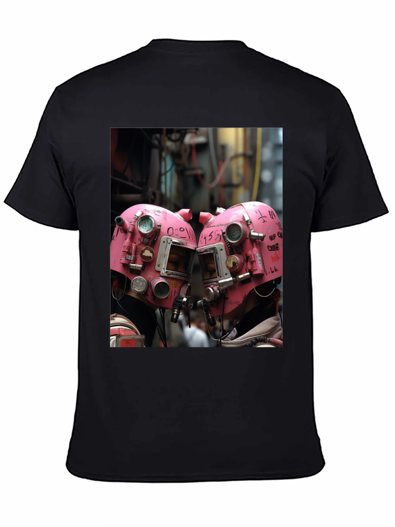 Rebbecca Abstract Pink Helmet Graphic Black Tee