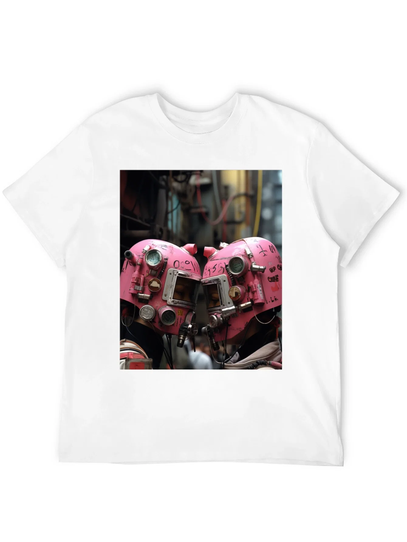 Rebbecca Abstract Pink Helmet Graphic Black Tee