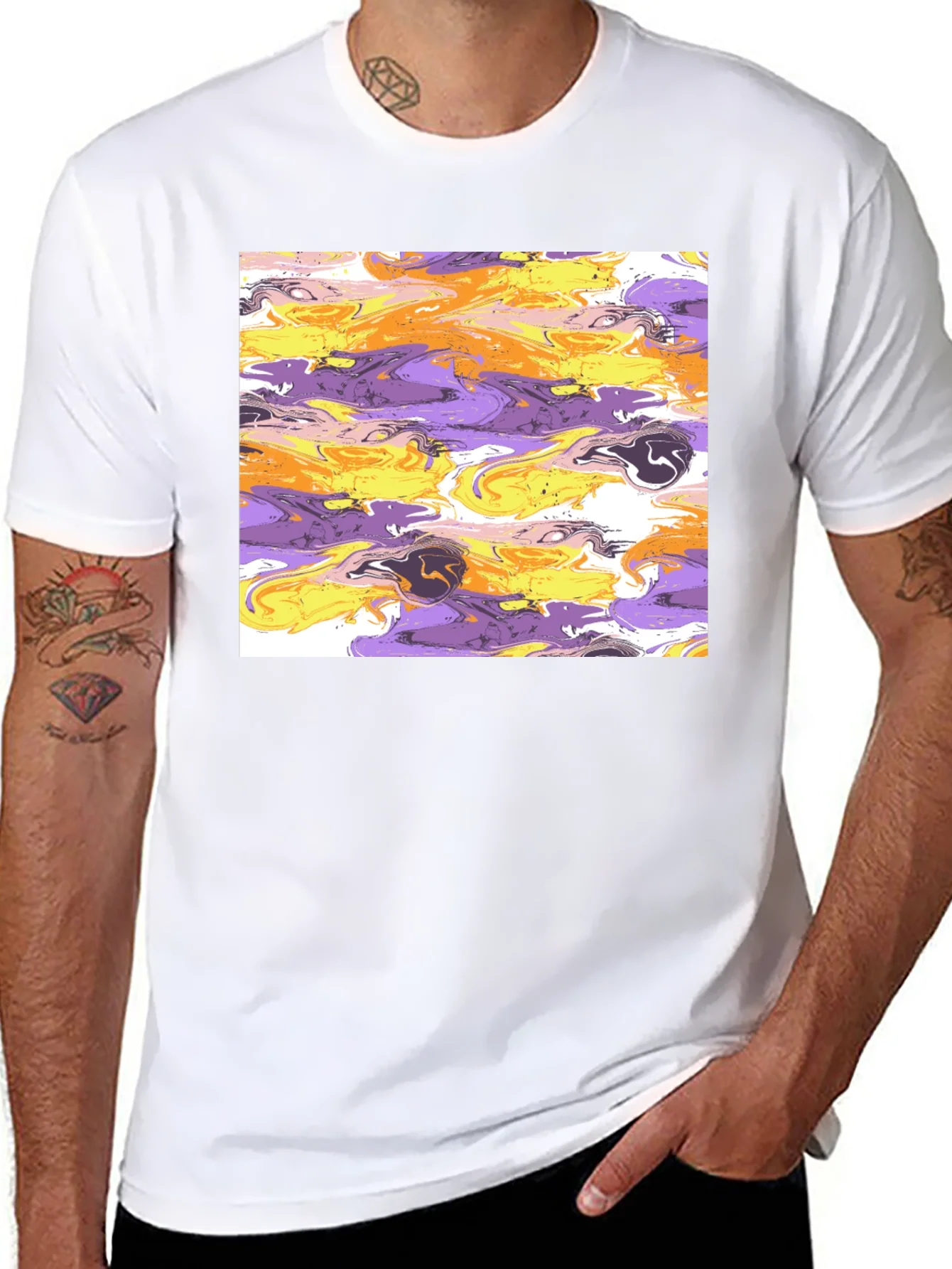 Rebbecca Abstract Swirl Graphic Black T-Shirt