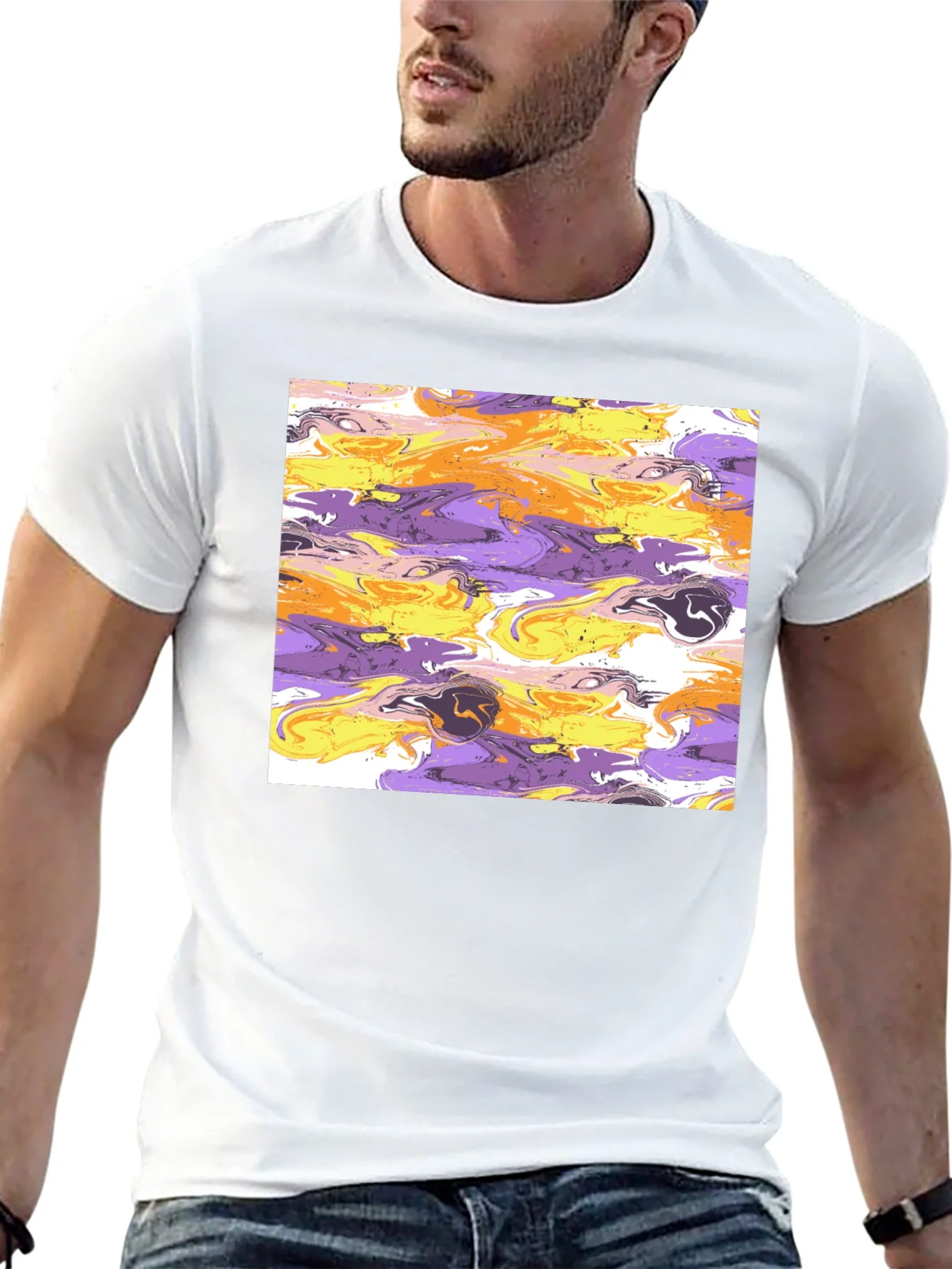 Rebbecca Abstract Swirl Graphic Black T-Shirt