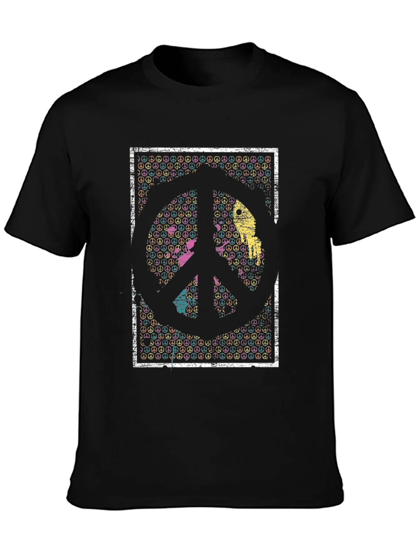 Camiseta Negra con S¨ªmbolo de la Paz Retro