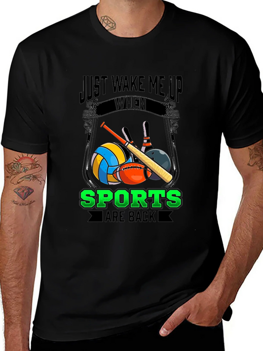 Camiseta Negra Deportiva: ?Que Me Despierten Cuando Vuelvan los Deportes!