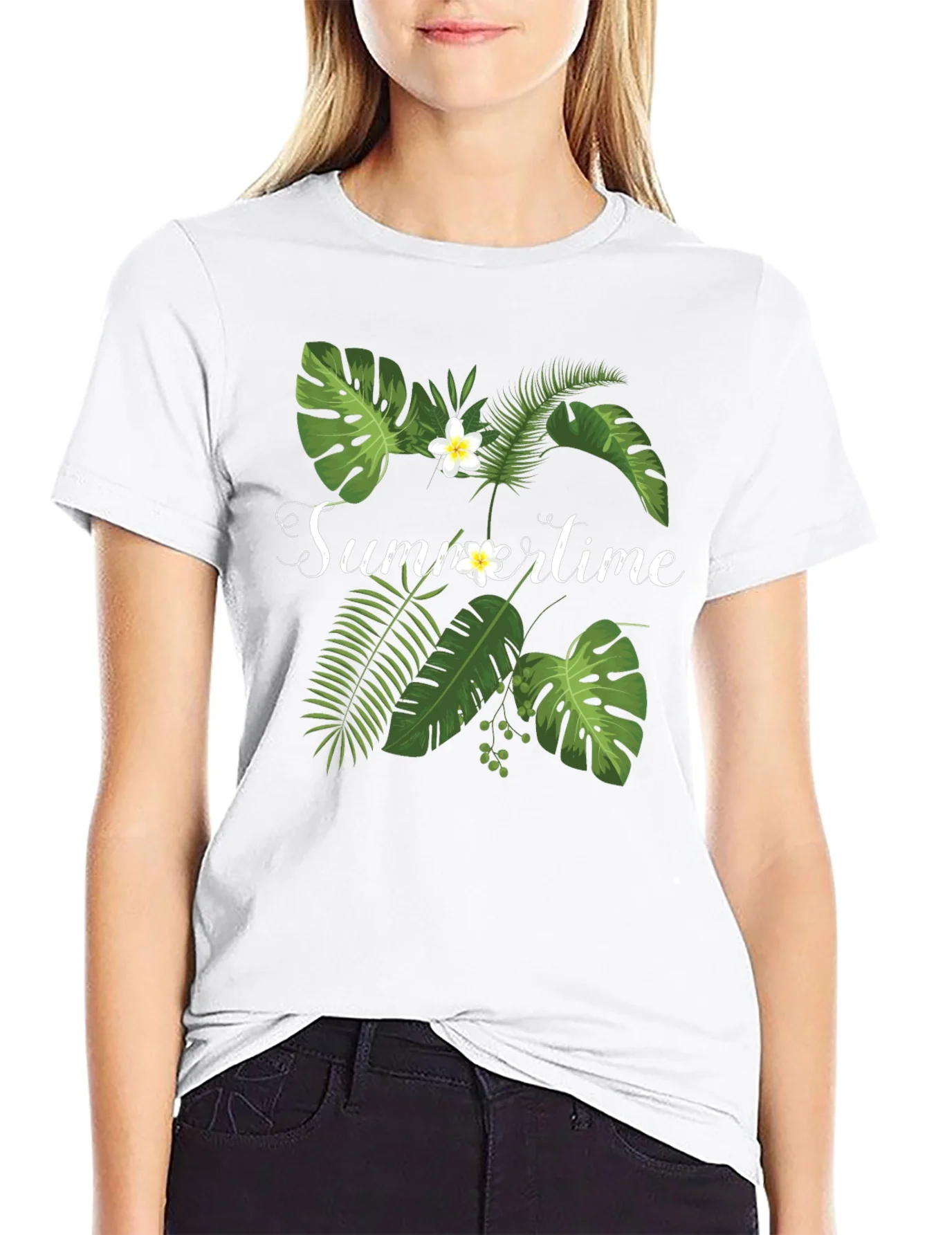 Rebbecca Tropical Summertime Graphic Black Tee