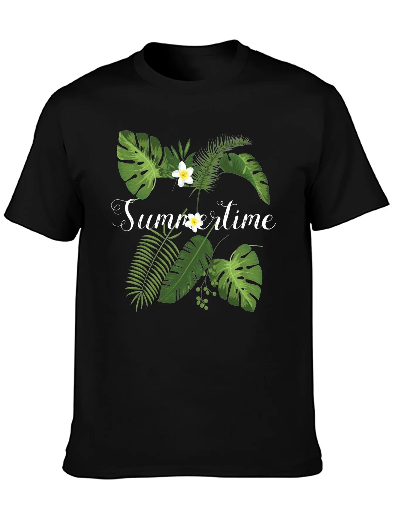 Rebbecca Tropical Summertime Graphic Black Tee