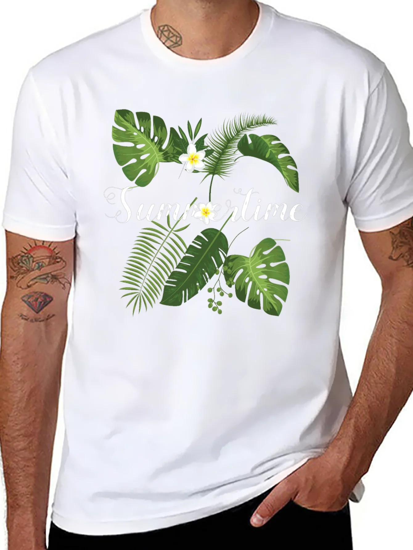 Rebbecca Tropical Summertime Graphic Black Tee