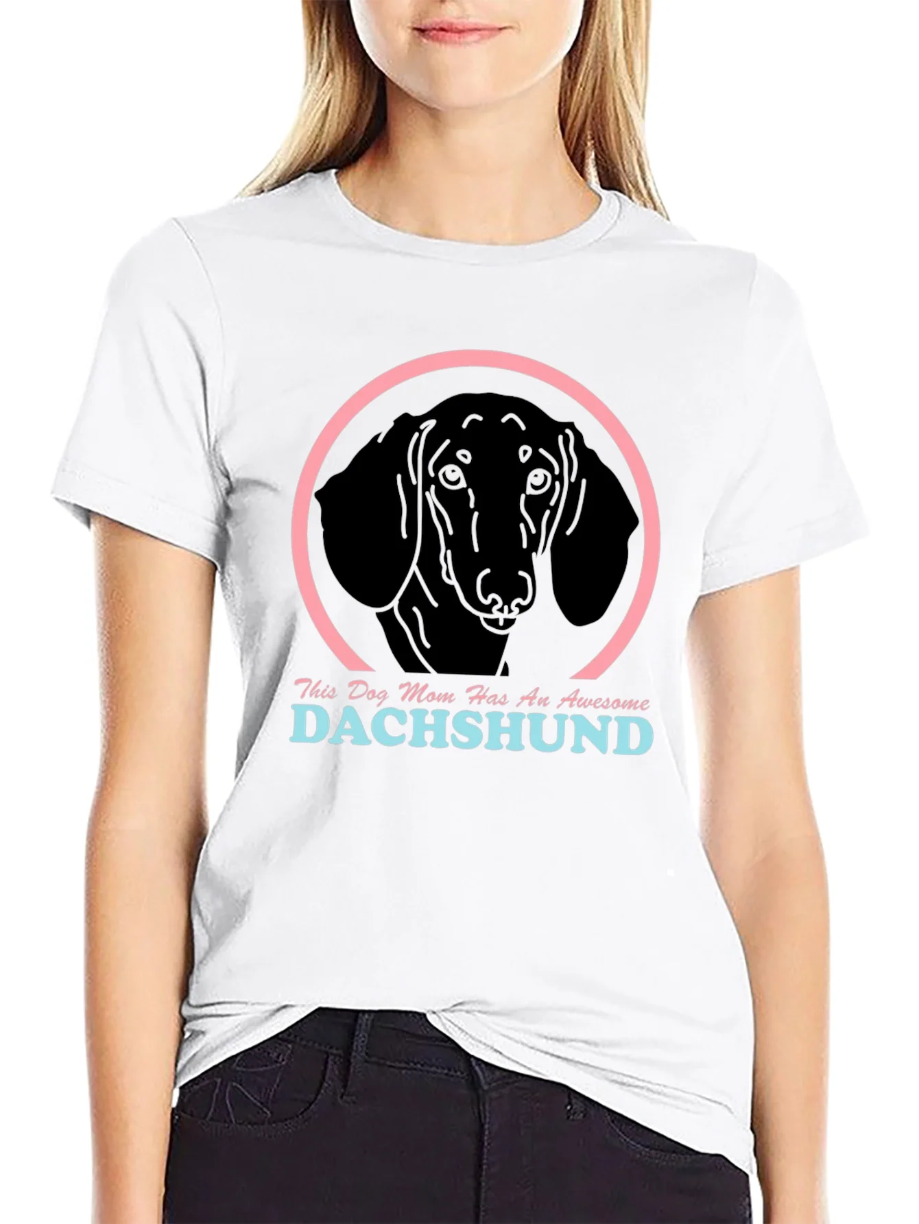 Rebbecca Dachshund Mom Graphic Tee - Black Cotton Shirt