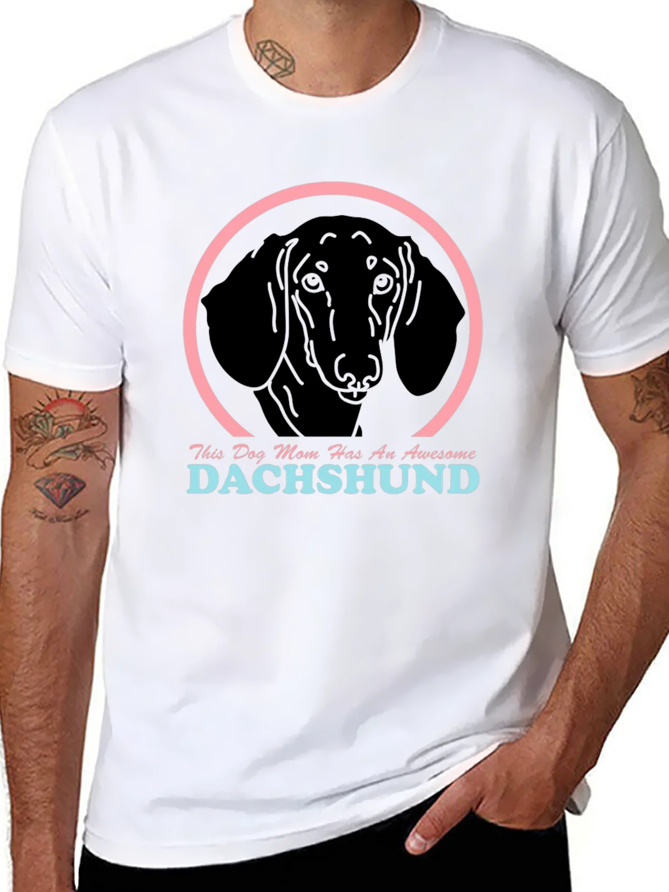 Rebbecca Dachshund Mom Graphic Tee - Black Cotton Shirt