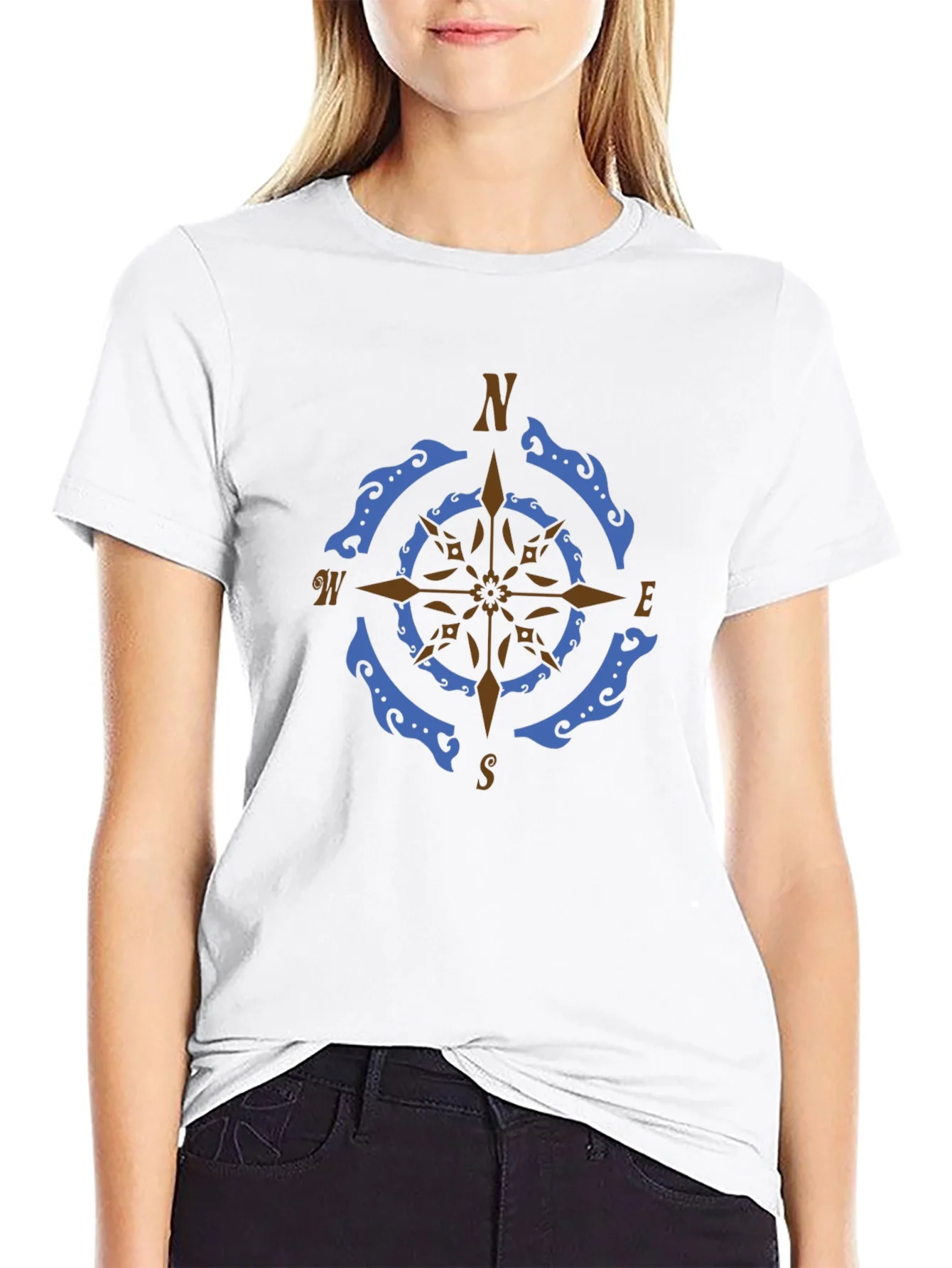 Rebbecca Nautical Compass Rose Graphic Tee - Black
