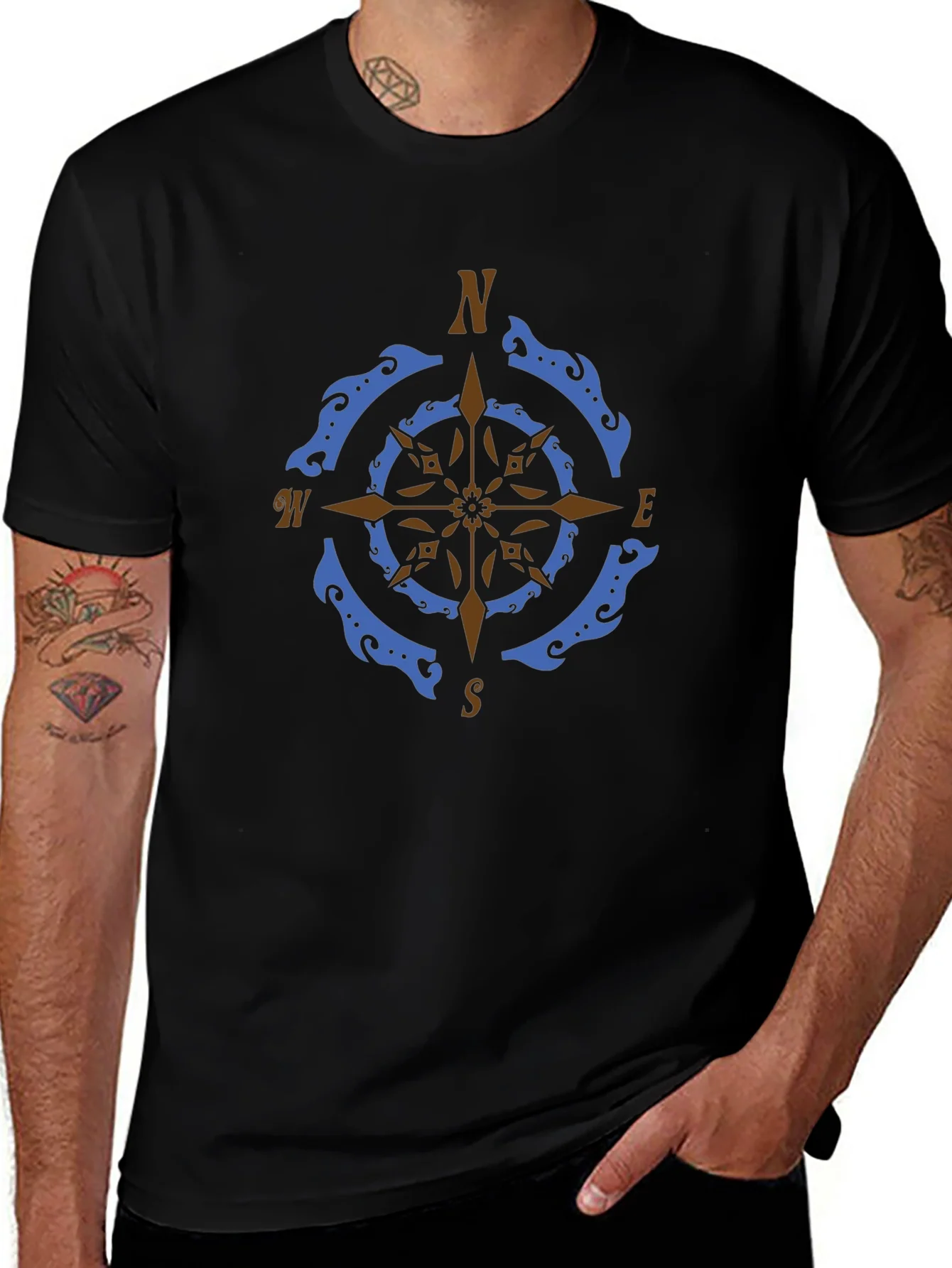 Rebbecca Nautical Compass Rose Graphic Tee - Black