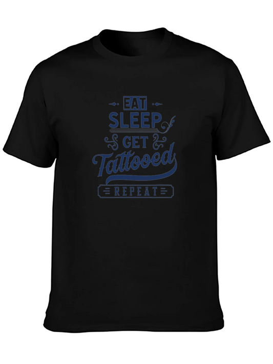 Rebbecca Eat Sleep Get Tattooed Repeat Graphic Tee - Black