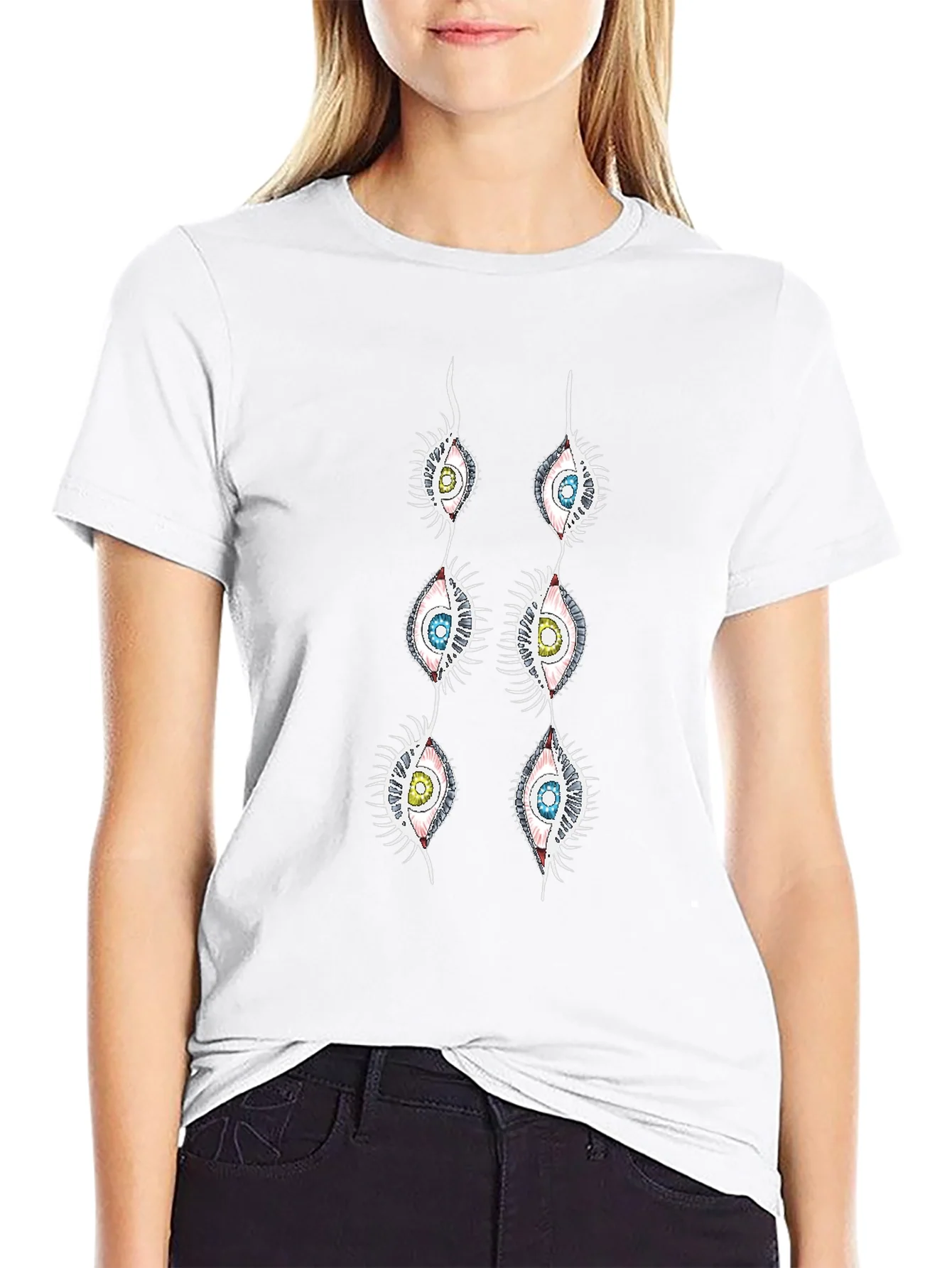 Rebbecca Eye See You: Unique Graphic Print Black T-Shirt