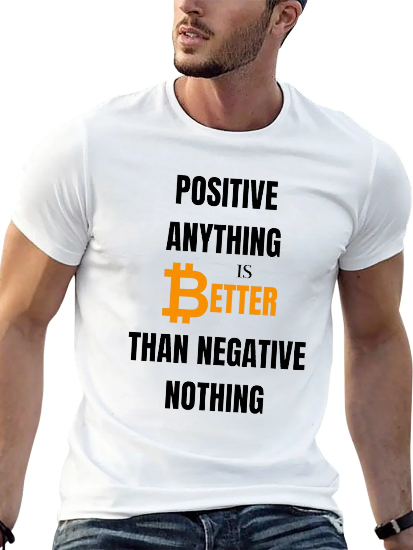Camiseta Hombre Bitcoin: Positivo es Mejor que Negativo