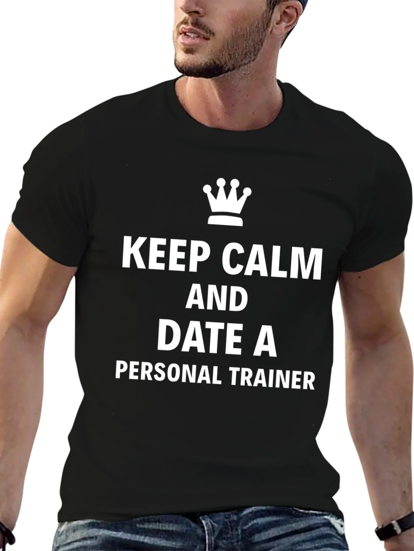 Rebbecca Keep Calm Date Personal Trainer Black T-Shirt