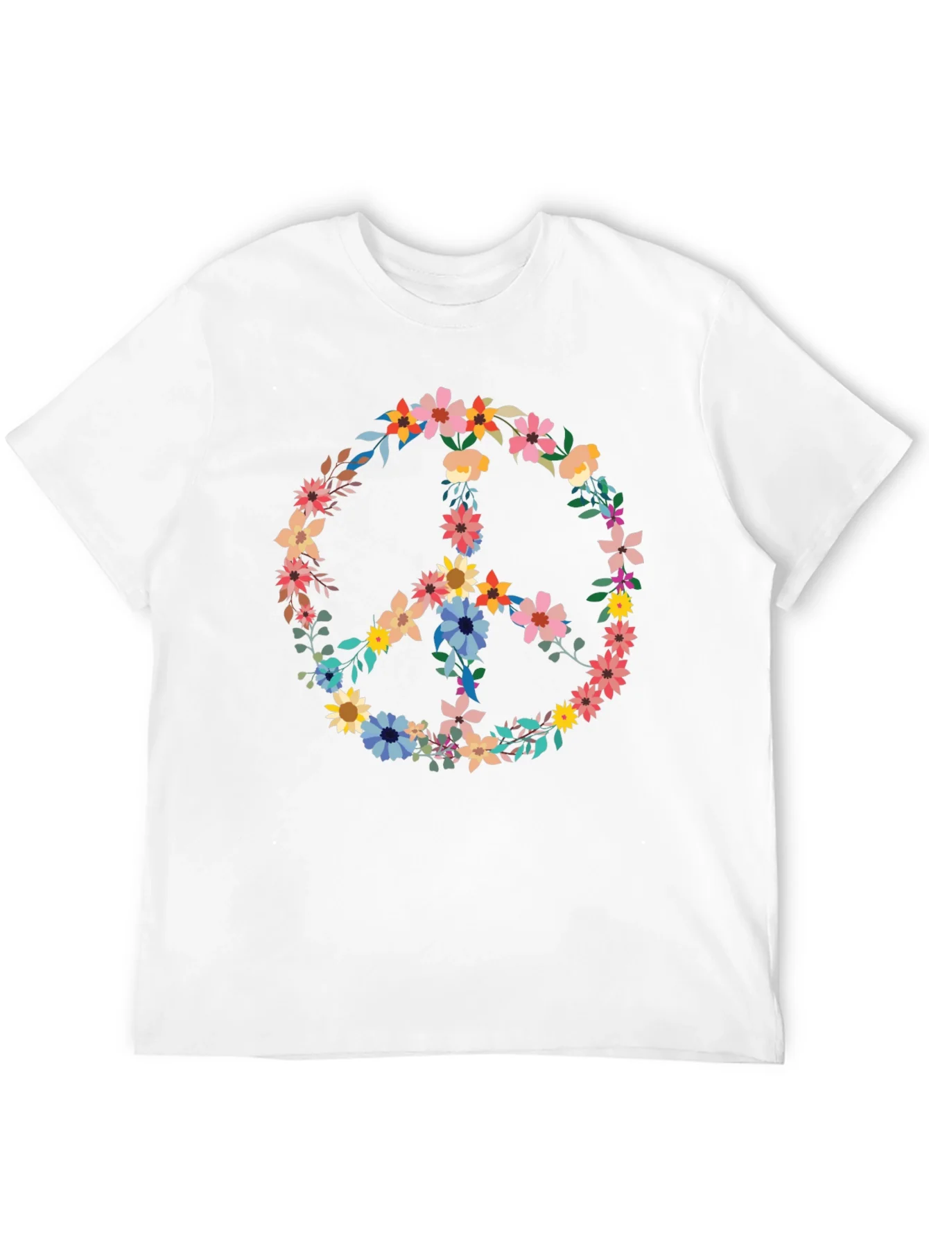 Rebbecca Floral Peace Sign Graphic Tee - Black