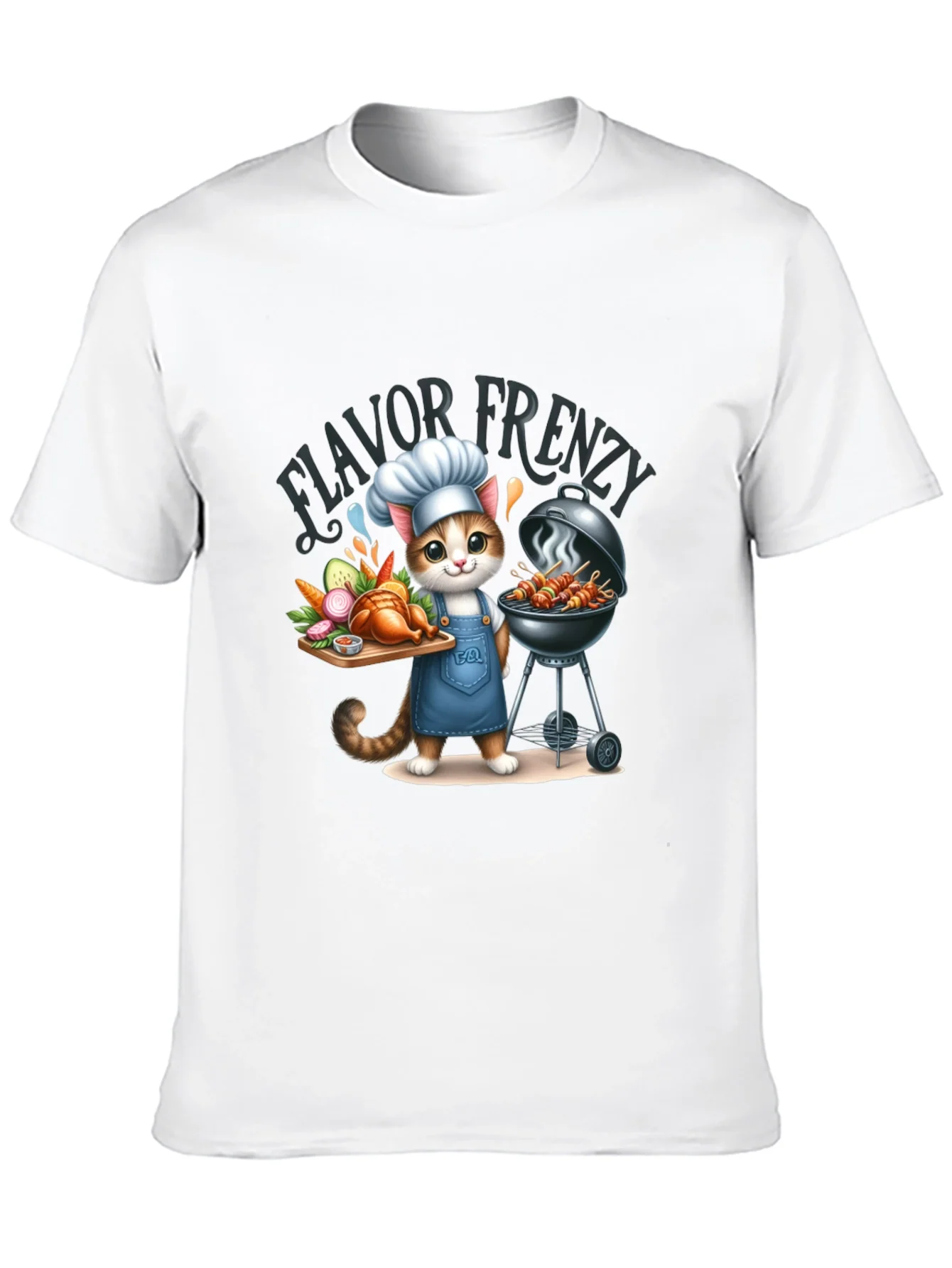 Camiseta Negra: Gato Chef a la Parrilla