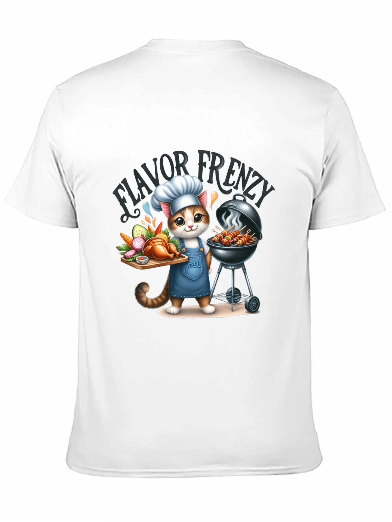 Camiseta Negra: Gato Chef a la Parrilla