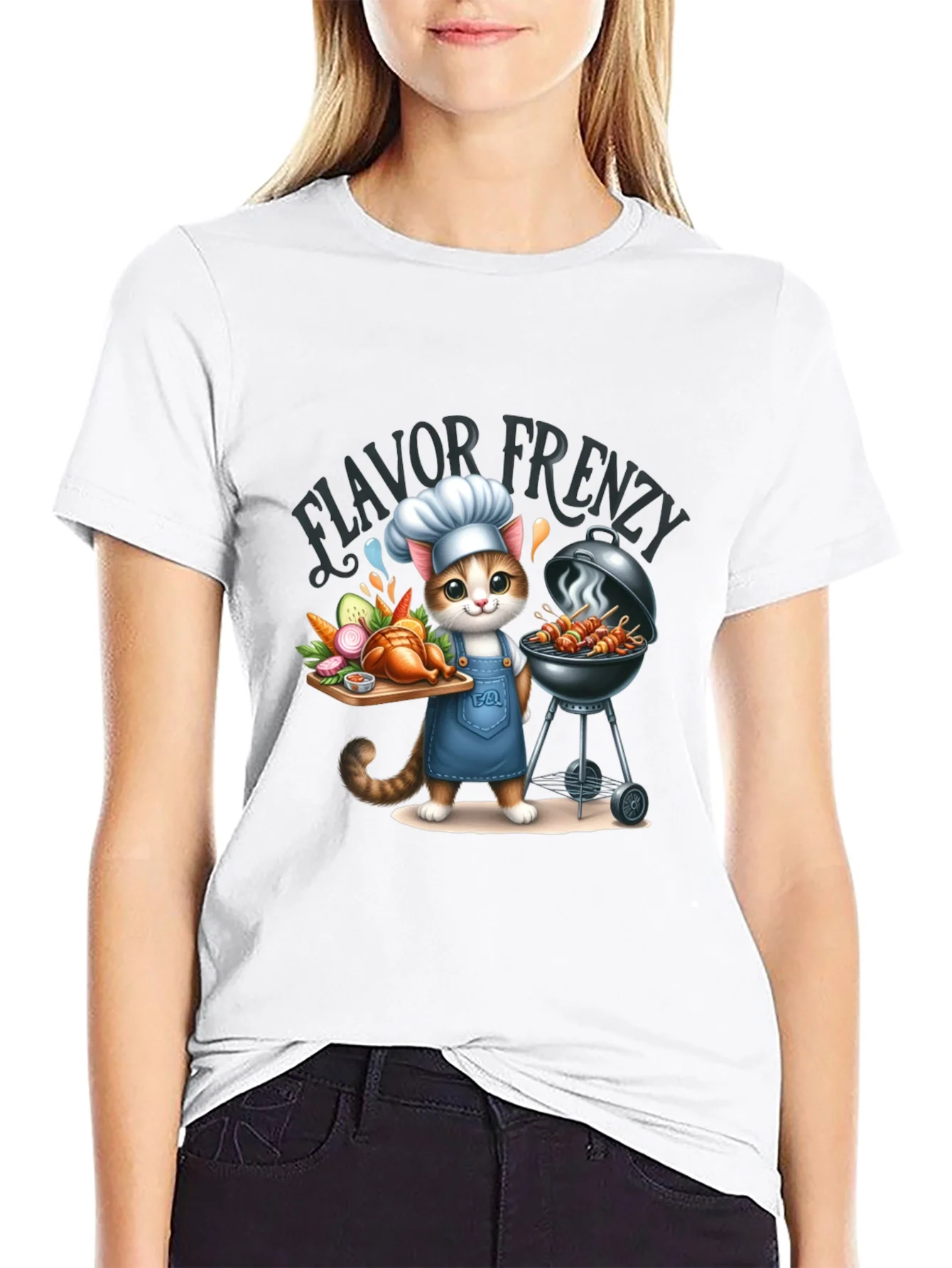 Camiseta Negra: Gato Chef a la Parrilla