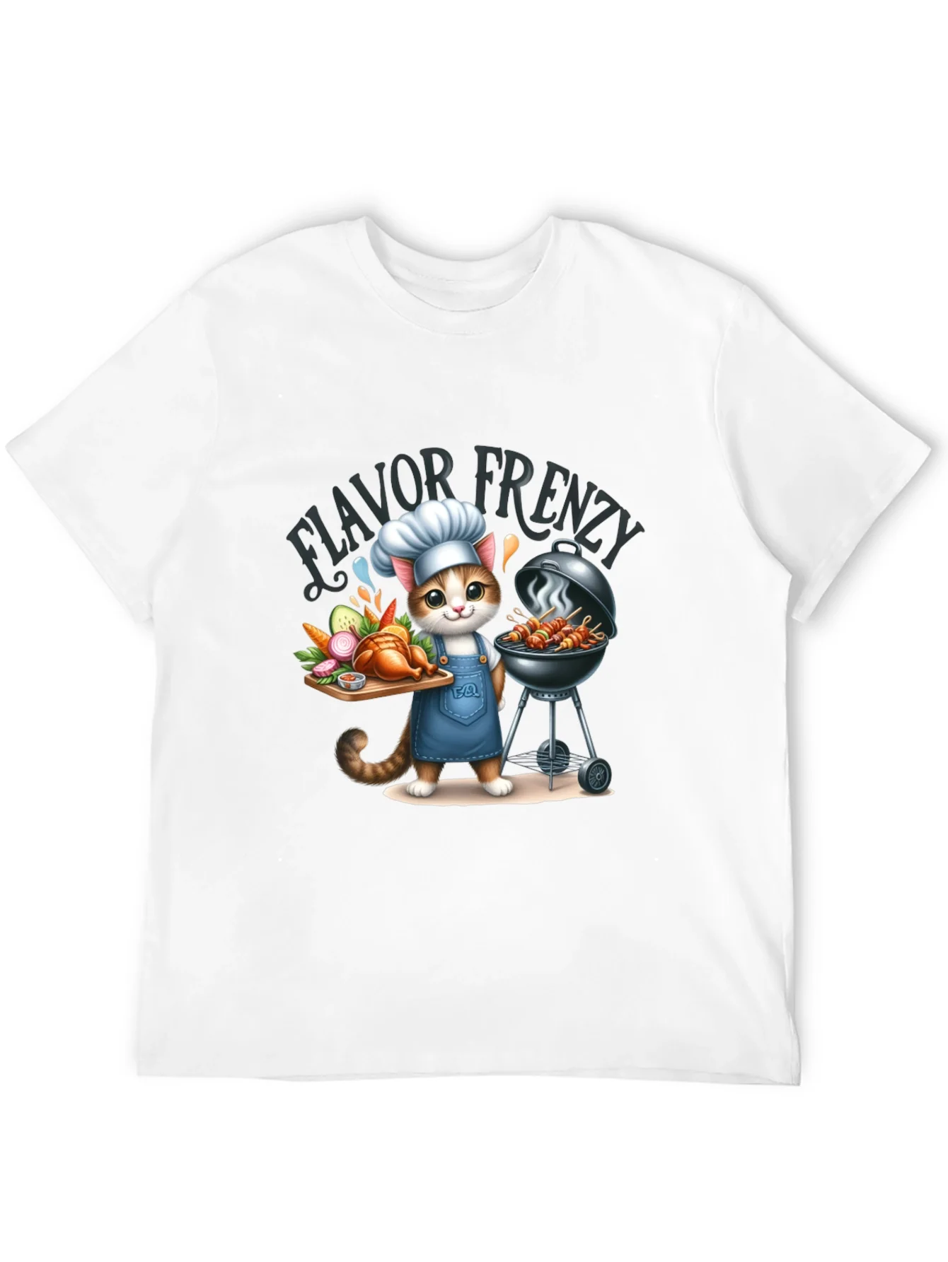 Camiseta Negra: Gato Chef a la Parrilla