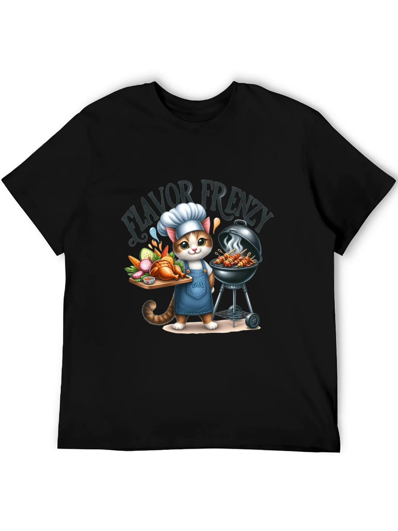 Camiseta Negra: Gato Chef a la Parrilla