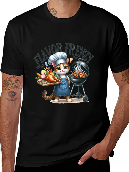 Camiseta Negra: Gato Chef a la Parrilla