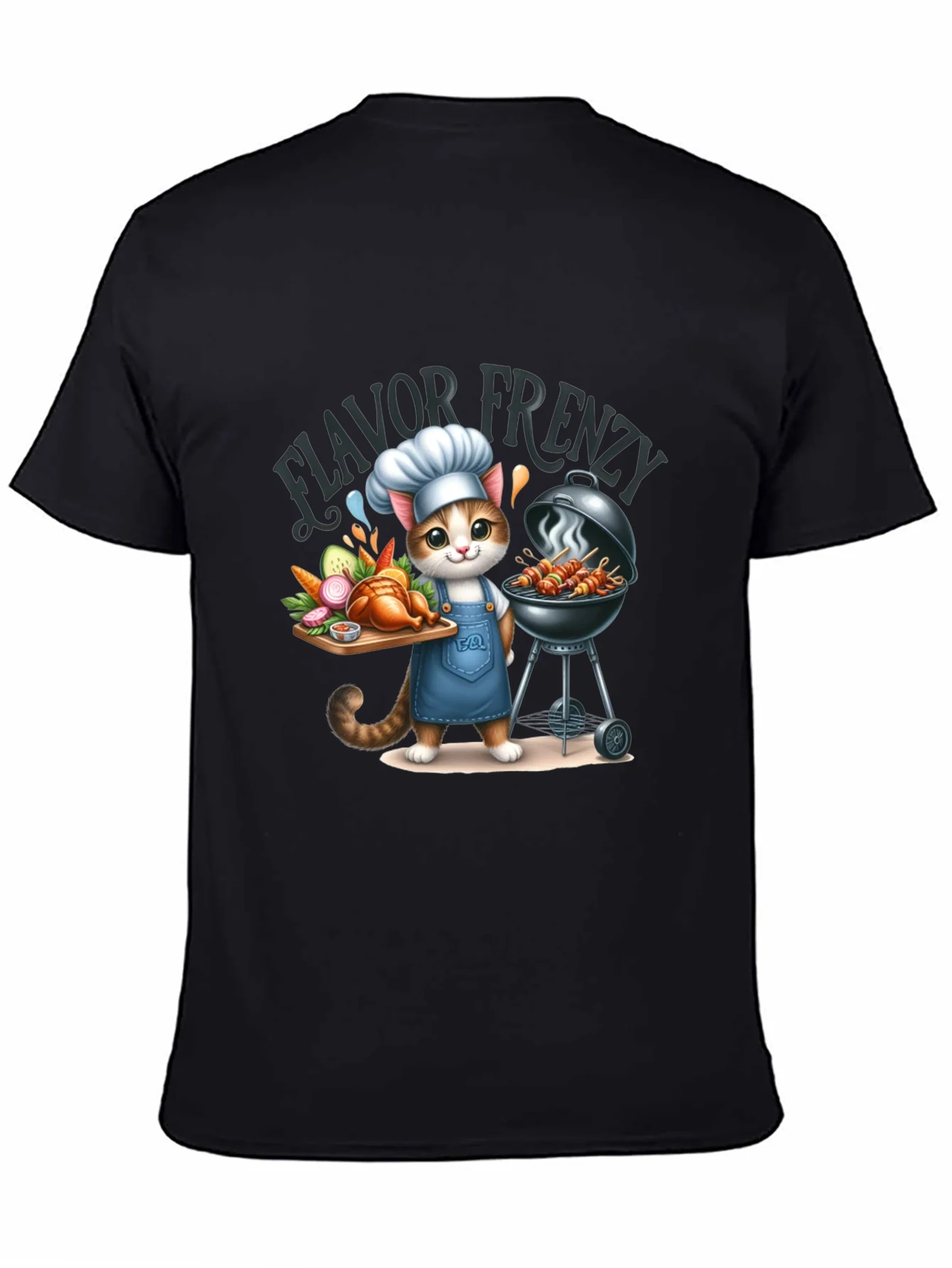 Camiseta Negra: Gato Chef a la Parrilla