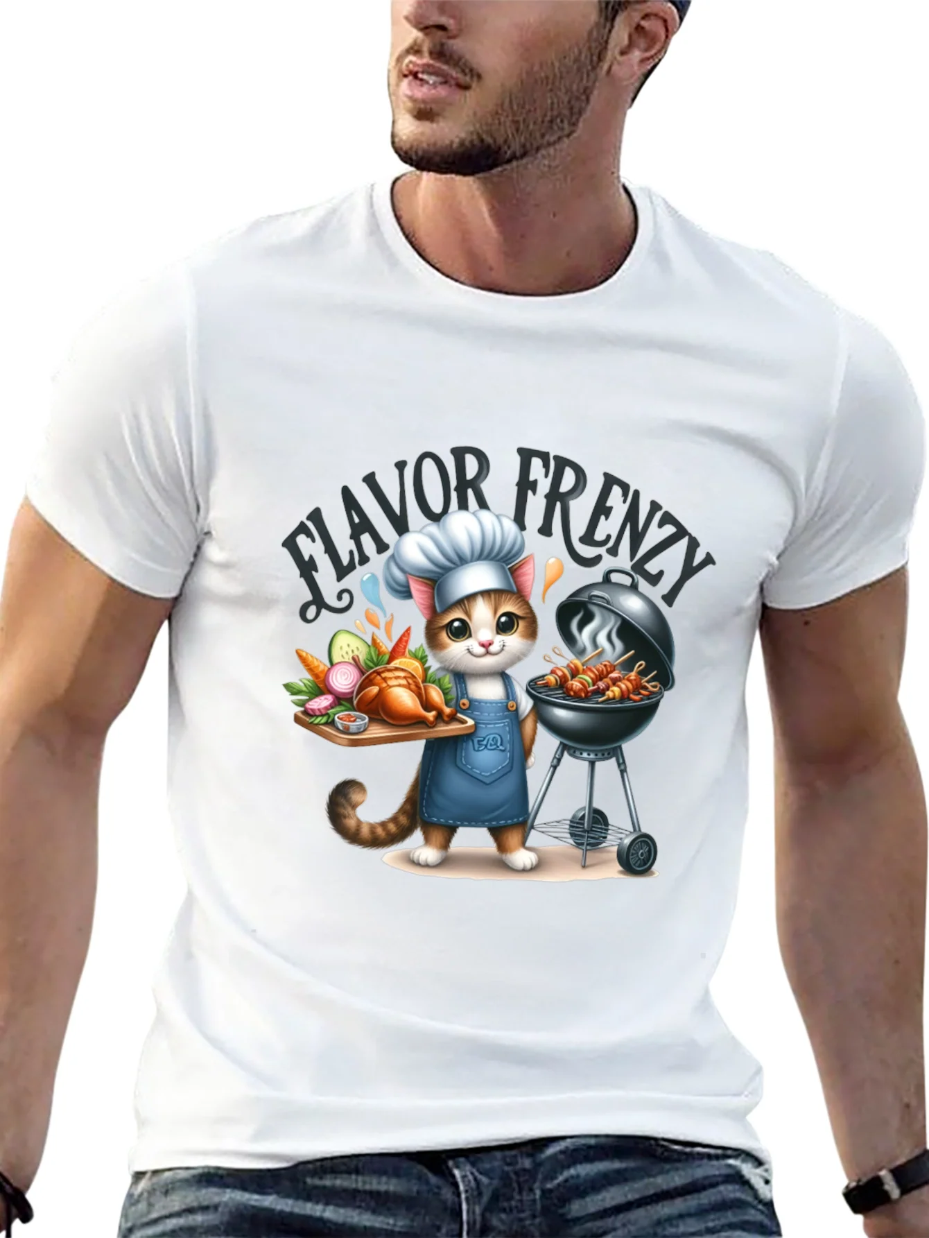 Camiseta Negra: Gato Chef a la Parrilla