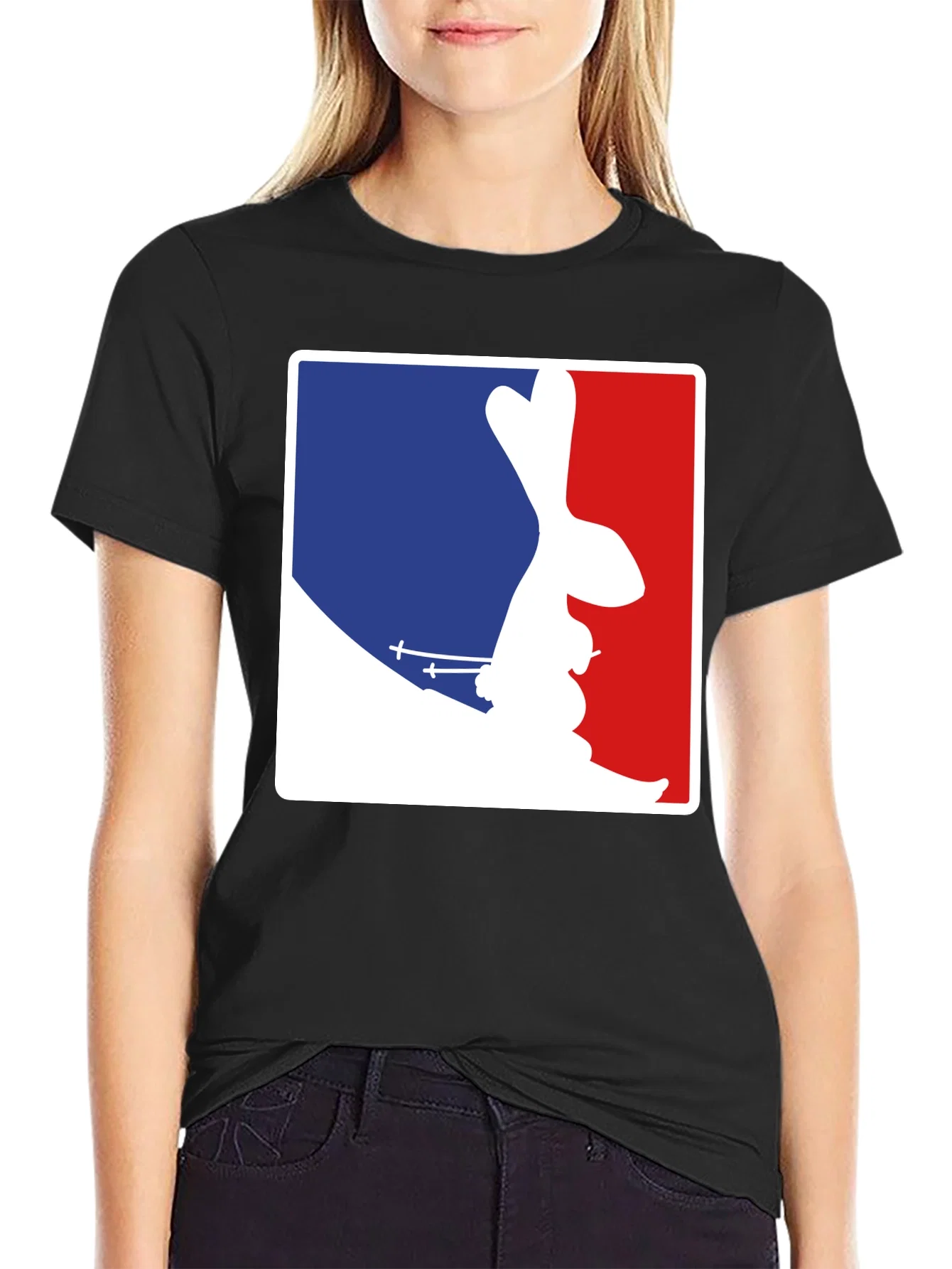 Rebbecca Skiing Bunny Tee - Blue and Red Design
