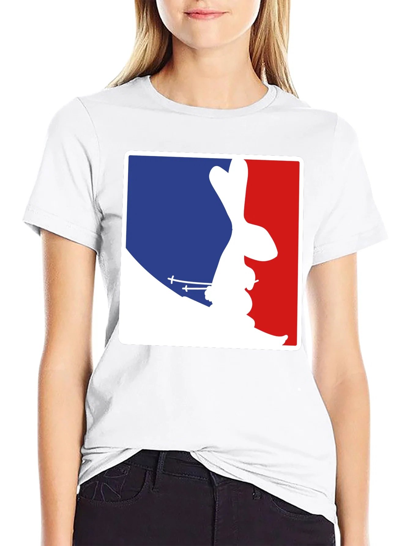 Rebbecca Skiing Bunny Tee - Blue and Red Design