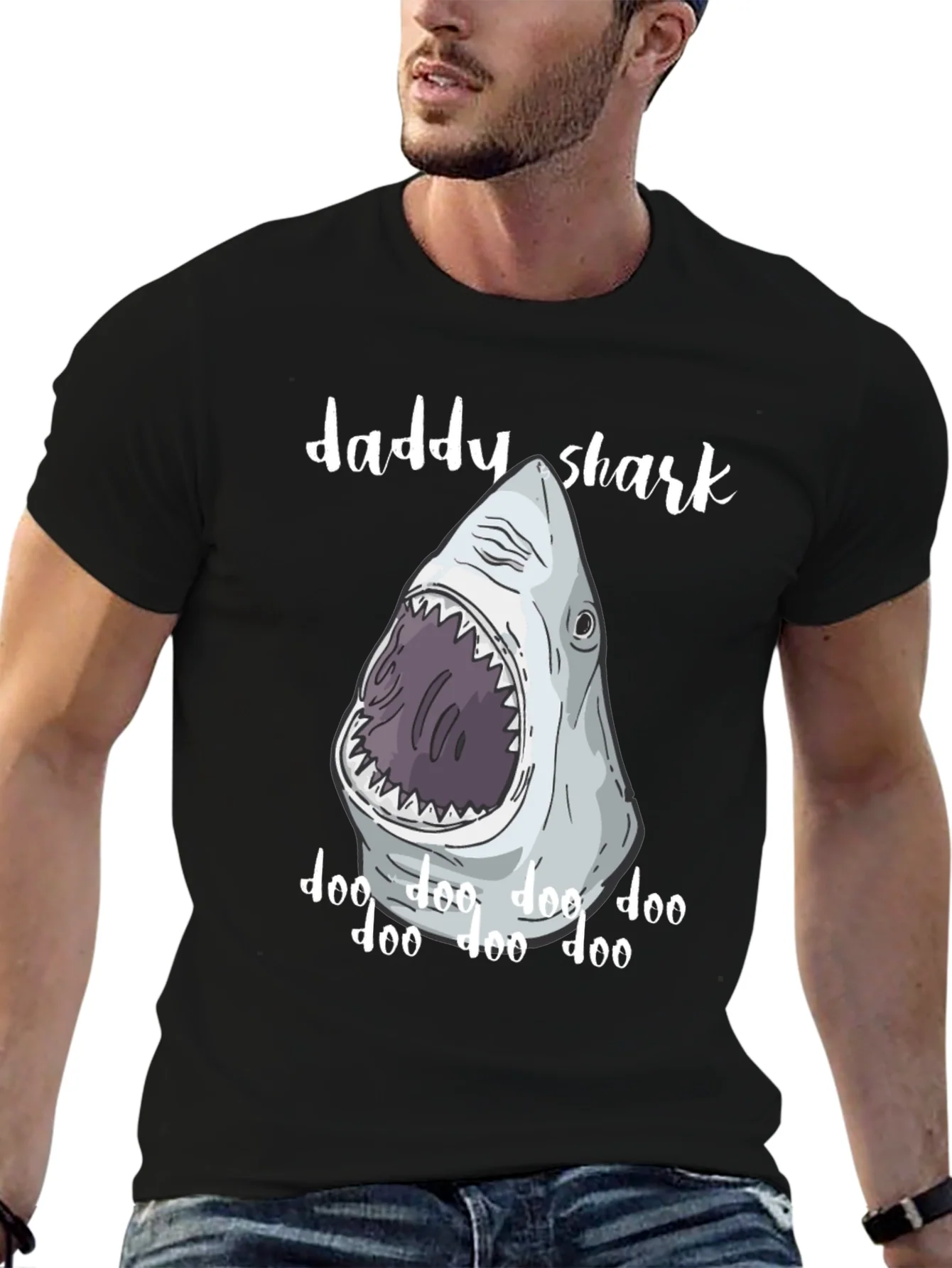 Camiseta Negra Hombre Daddy Shark