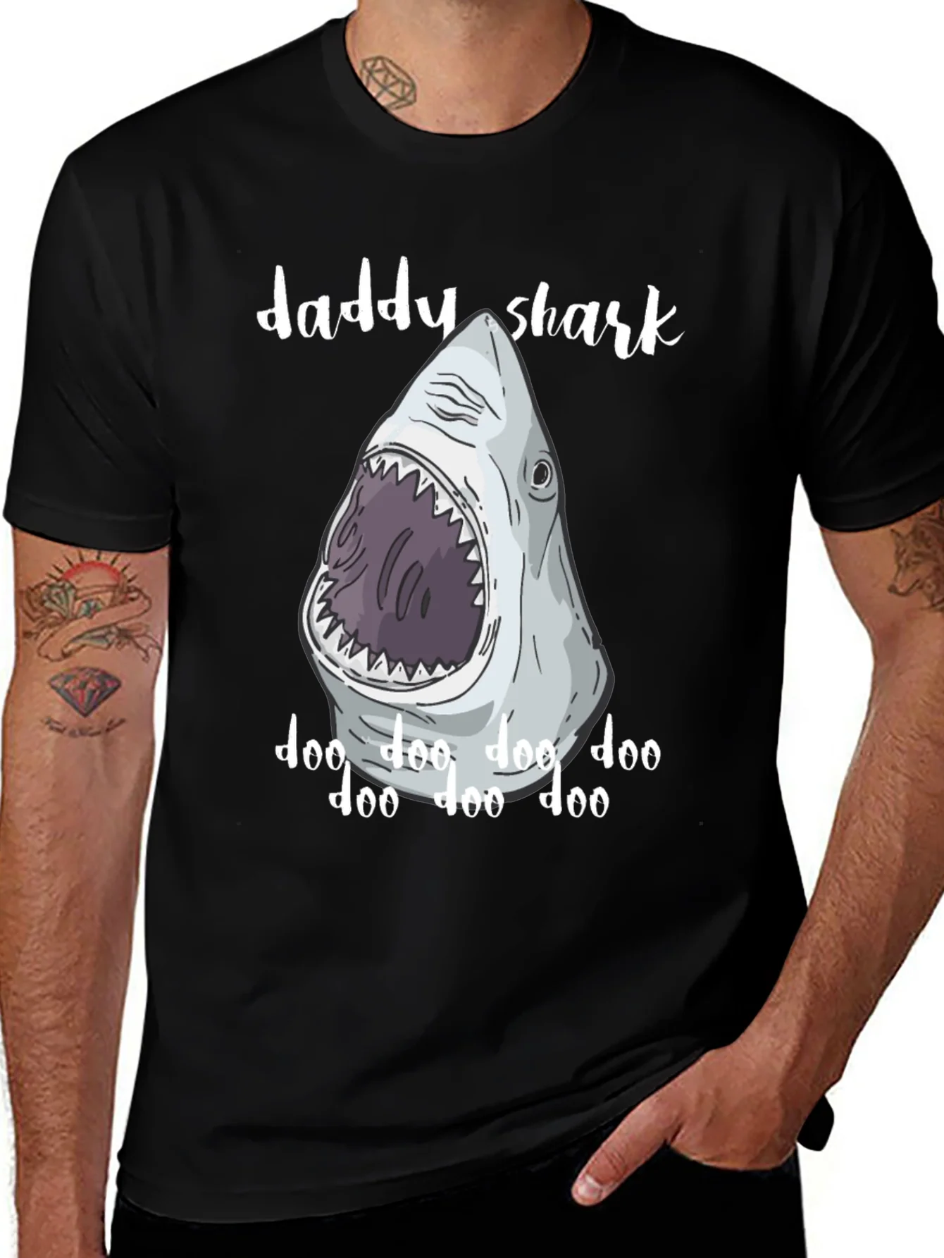 Camiseta Negra Hombre Daddy Shark