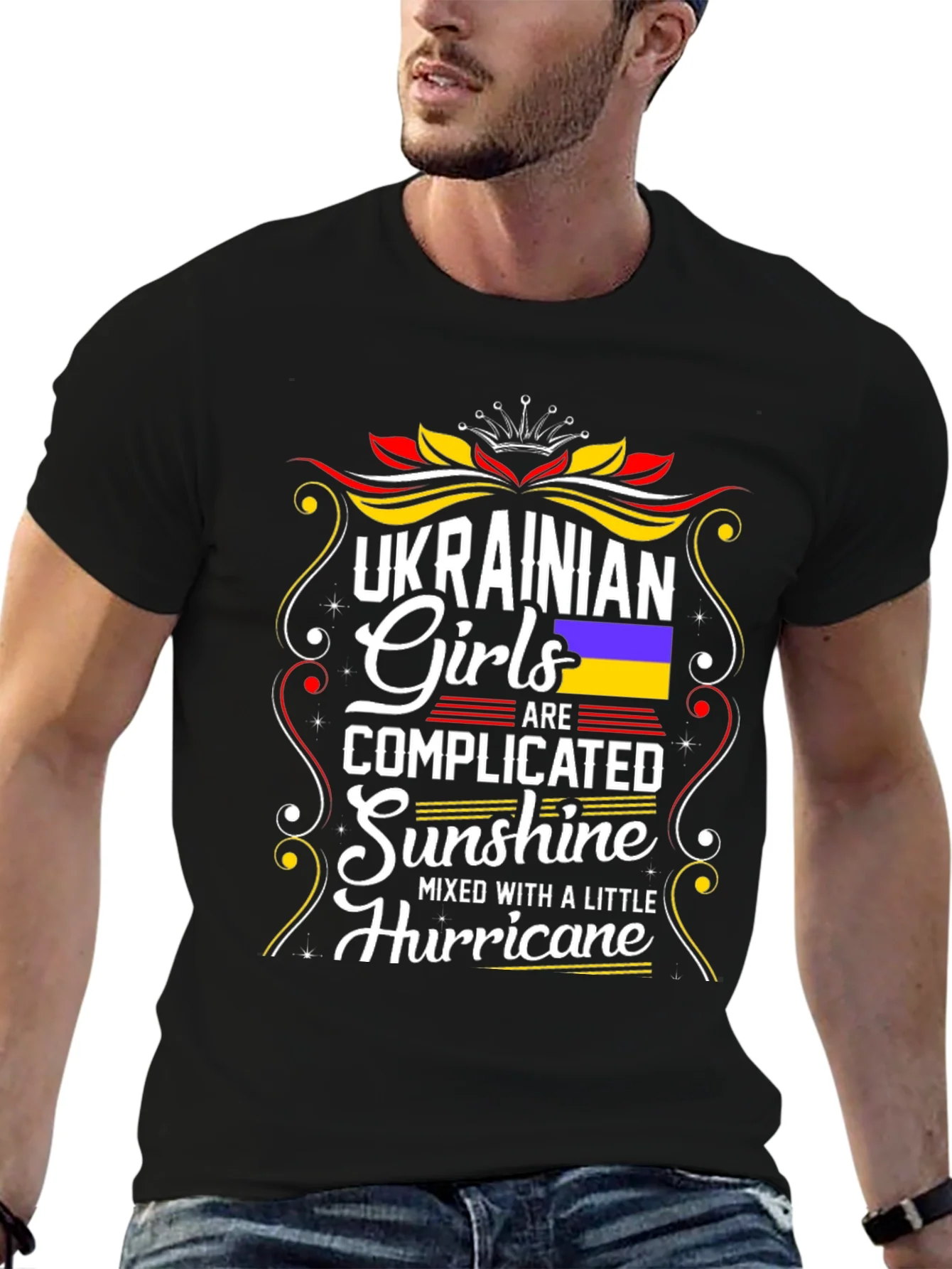 Camiseta Negra con Dise?o Ucraniano para Mujer