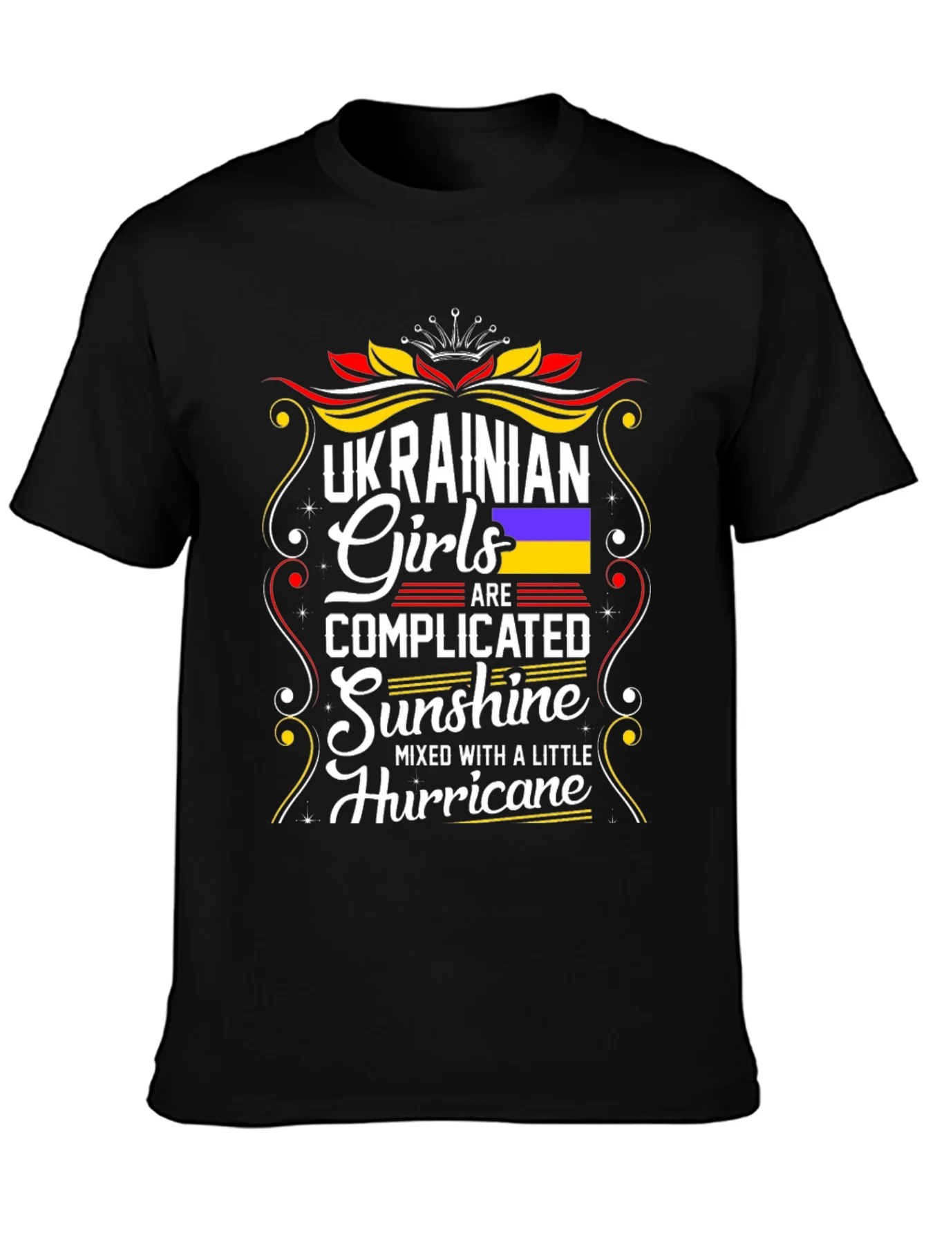 Camiseta Negra con Dise?o Ucraniano para Mujer